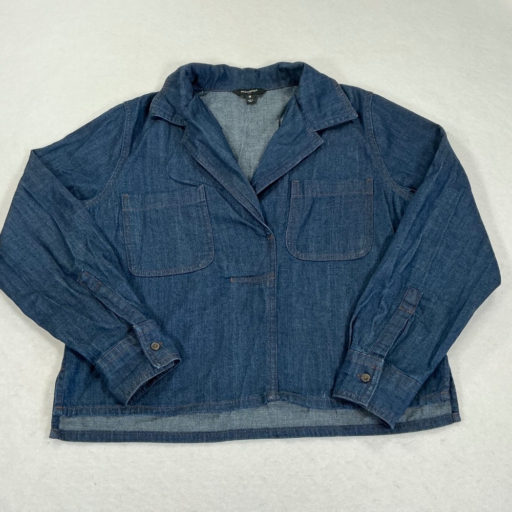 Banana Republic Womens Medium Denim Shirt Jacket Dark Wash Cotton Blouse 1738